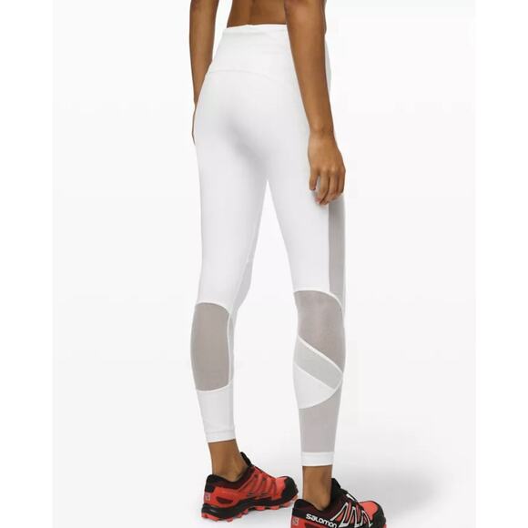 Lululemon Leggings White Clear the Court Tight 28" Size 4 Mesh Vented Logo Pant - Picture 3 of 16